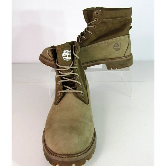 Men’s Timberland Earthkeepers Tan Roll Top Nubuck Leather Boots US Size 9 - Picture 1 of 11
